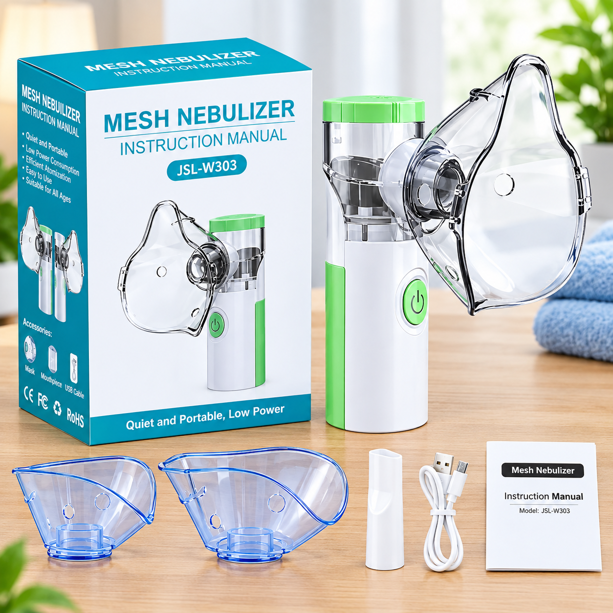 ( ব্যাটারি সহ ) MESH nebulizer -w303-ফ্রি হোম ডেলিভারি